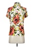 East5th 100% Polyester Floral Ivory Short Sleeve Blouse Size S - photo 2