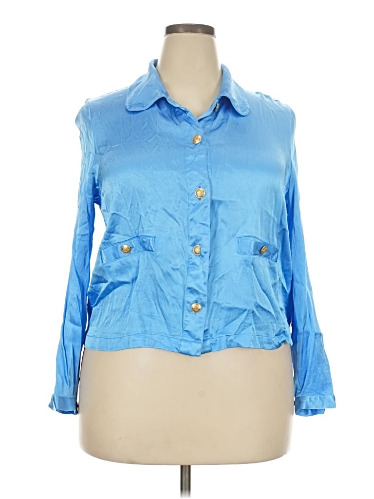 Pre-owned Jcrew 3/4 Sleeve Button Down Shirt In Blue