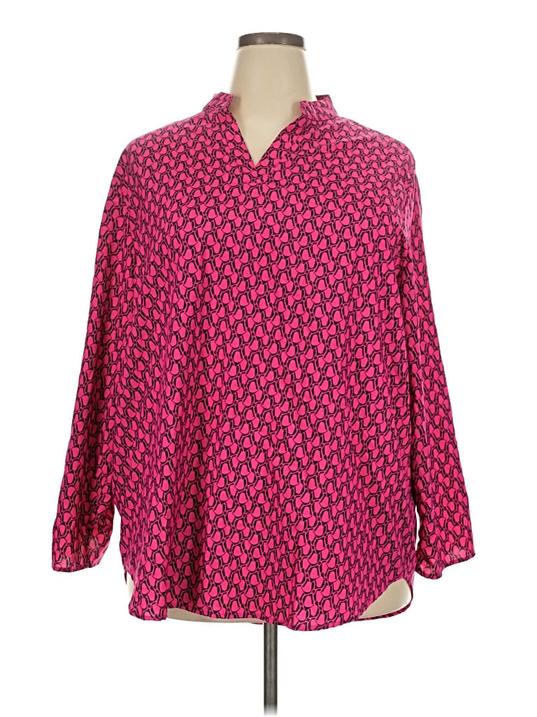 Pre-owned Unbranded 3/4 Sleeve Blouse In Pink