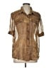 Cache Brown 3/4 Sleeve Button-Down Shirt Size L - photo 1