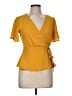 Shinestar 100% Polyester Yellow Short Sleeve Blouse Size M - photo 1
