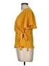 Shinestar 100% Polyester Yellow Short Sleeve Blouse Size M - photo 5