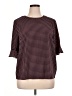 CeCe Houndstooth Burgundy Short Sleeve Blouse Size XL - photo 1