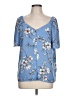 Iz Byer 100% Polyester Blue Short Sleeve Blouse Size L - photo 1
