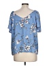 Iz Byer 100% Polyester Blue Short Sleeve Blouse Size L - photo 2
