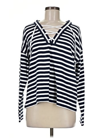 Madewell Lace-Up Long-Sleeve Tee in Stripe (view 1)