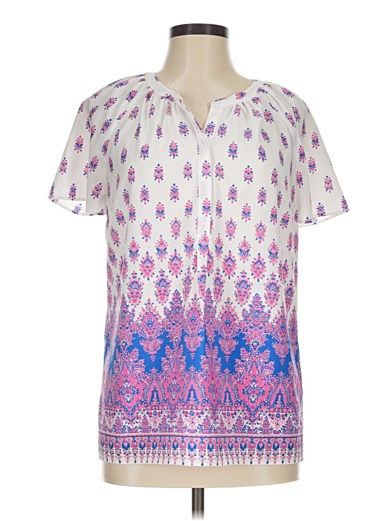 Pre-owned Talbots Short Sleeve Blouse In Purple