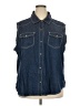 Seven7 100% Cotton Blue Sleeveless Button-Down Shirt Size 22 - photo 1