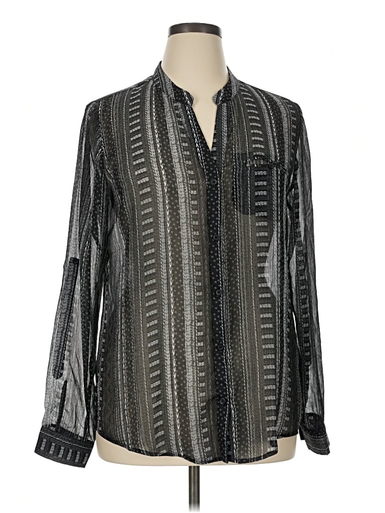 Pre-owned Kut From The Kloth Long Sleeve Blouse In Gray