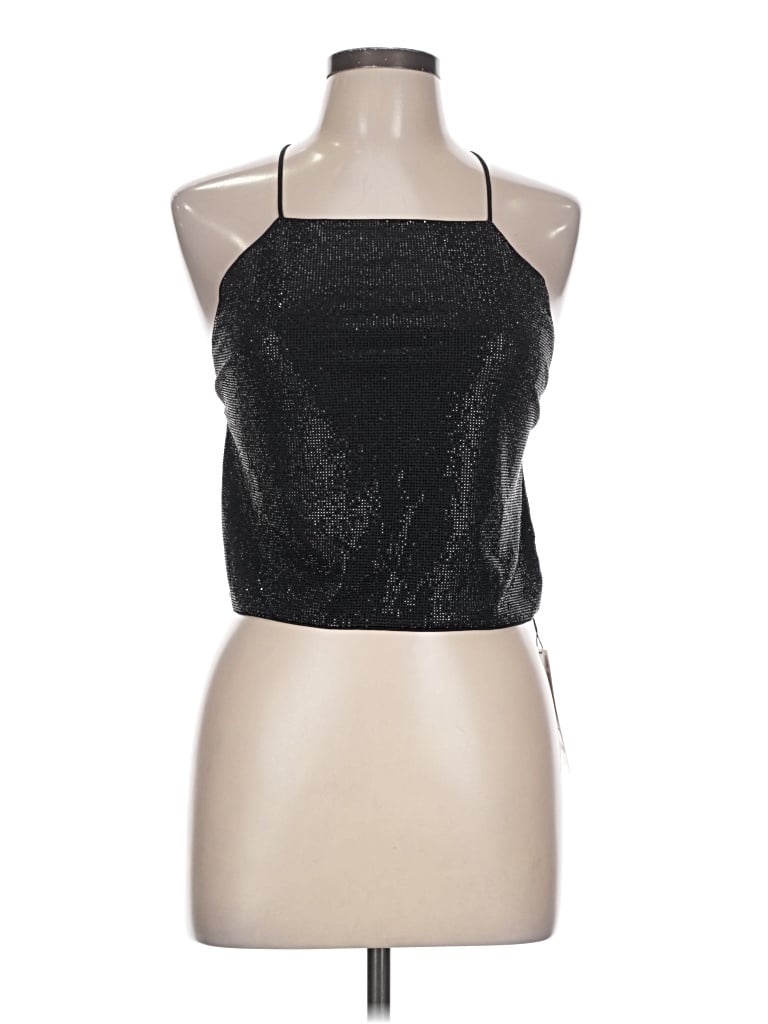 Zara Sleeveless Top Black Halter Neckline Tops