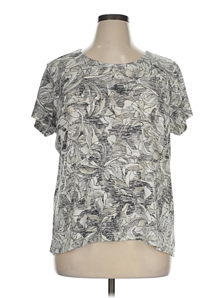 Pre-owned Croft & Barrow Short Sleeve Blouse In Silver