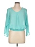 BCX 100% Polyester Teal 3/4 Sleeve Blouse Size L - photo 1