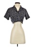John Galt Plaid Black Purple Short Sleeve Blouse Size XXS (estimated) - photo 1