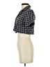 John Galt Plaid Black Purple Short Sleeve Blouse Size XXS (estimated) - photo 5