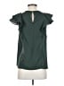 Parker 100% Polyester Solid Green Short Sleeve Blouse Size S - photo 2
