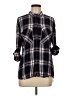Express Plaid Black 3/4 Sleeve Button-Down Shirt Size M - photo 1