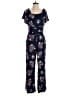 Versona 100% Rayon Floral Blue Jumpsuit Size 10 - photo 1