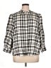 Express Checkered-gingham Ivory 3/4 Sleeve Button-Down Shirt Size XL - photo 1
