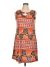 Perceptions Print Orange Casual Dress Size XL - photo 1