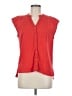 Studio West 100% Cotton Red Sleeveless Button-Down Shirt Size M - photo 1