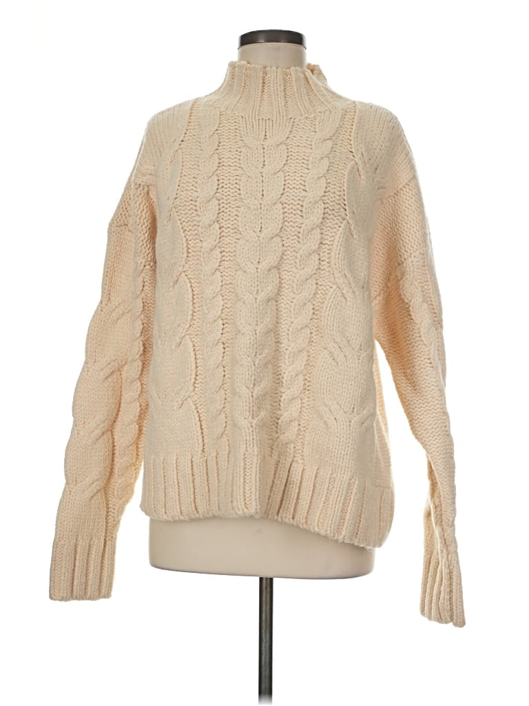 Pre-owned En Saison Turtleneck Sweater In Ivory