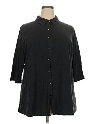 Woman Within 3/4 Sleeve Button-Down Shirt (view 1)