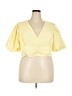Boohoo 100% Polyester Yellow Short Sleeve Blouse Size 18 - photo 1