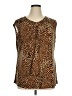 Jones Studio Animal Print Brown Sleeveless Blouse Size 1X - photo 1