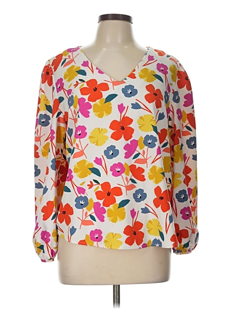 Pre-owned Michelle Mcdowell 3/4 Sleeve Blouse In White