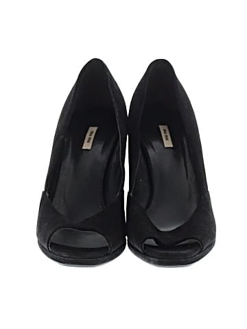 Miu Miu Suede Peep Toe Wedged Heel (view 2)