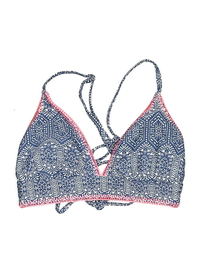 Pre-owned Xhilaration Swimsuit Top Blue Print Pattern Swimwear