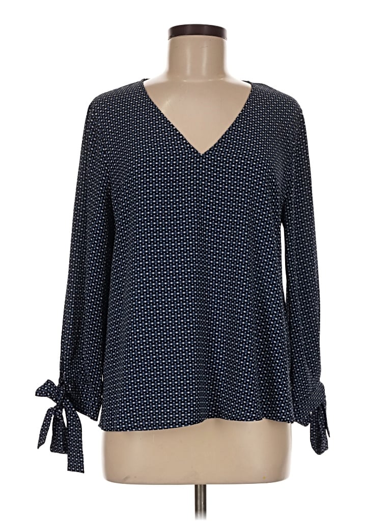 Pre-owned Cece Long Sleeve Blouse In Blue