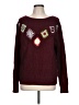 Shein 100% Acrylic Hearts Burgundy Pullover Sweater Size L - photo 1