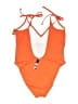 Pink Solid Orange One Piece Swimsuit Size L - photo 2