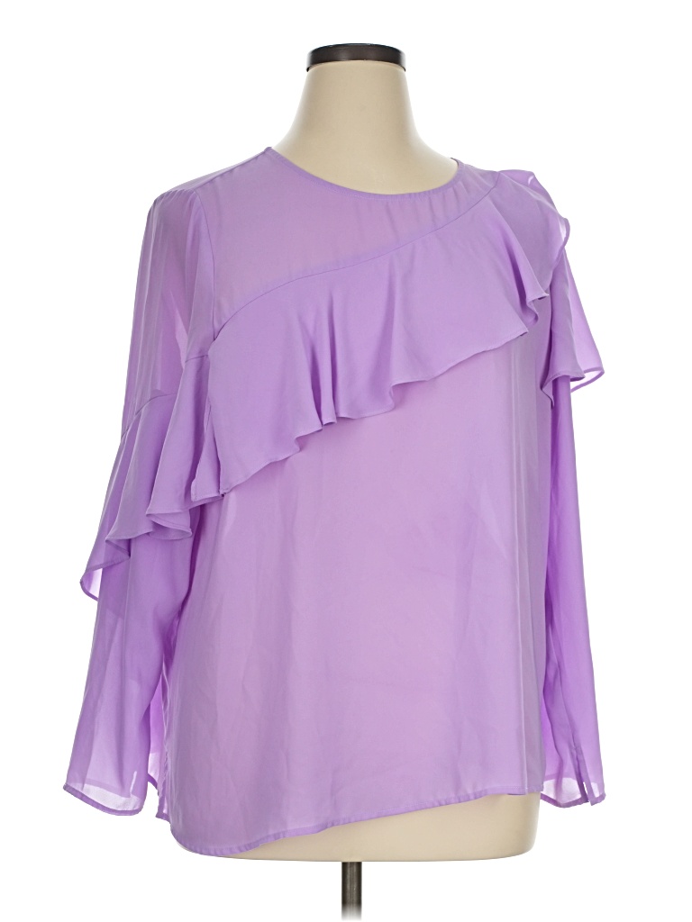 Pre-owned Eloquii 3/4 Sleeve Blouse In Purple