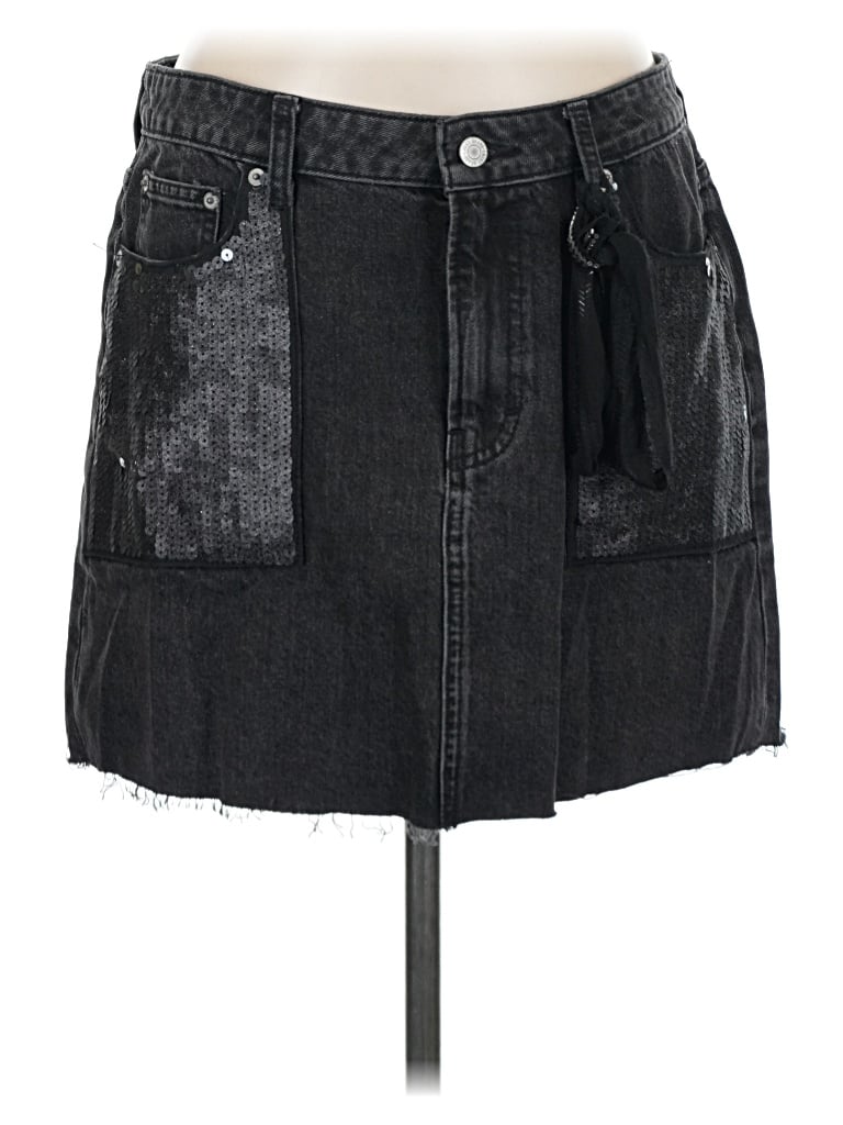 Pre-owned Lucky Brand Denim Skirt In Black