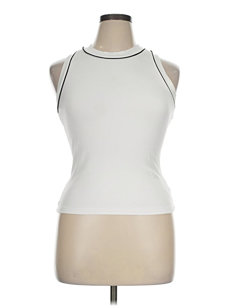 Pre-owned Tahari Sleeveless Top White Halter Neckline Tops