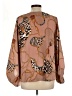 Fate 100% Polyester Animal Print Brown Long Sleeve Blouse Size L - photo 2