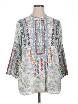 Johnny Was 3/4 Sleeve Silk Top