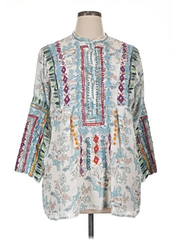 Johnny Was 3/4 Sleeve Silk Top (view 1)