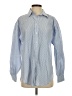 New Look 100% Cotton Chevron-herringbone Blue Long Sleeve Button-Down Shirt Size 4 - photo 1