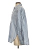 New Look 100% Cotton Chevron-herringbone Blue Long Sleeve Button-Down Shirt Size 4 - photo 5