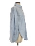 New Look 100% Cotton Chevron-herringbone Blue Long Sleeve Button-Down Shirt Size 4 - photo 4