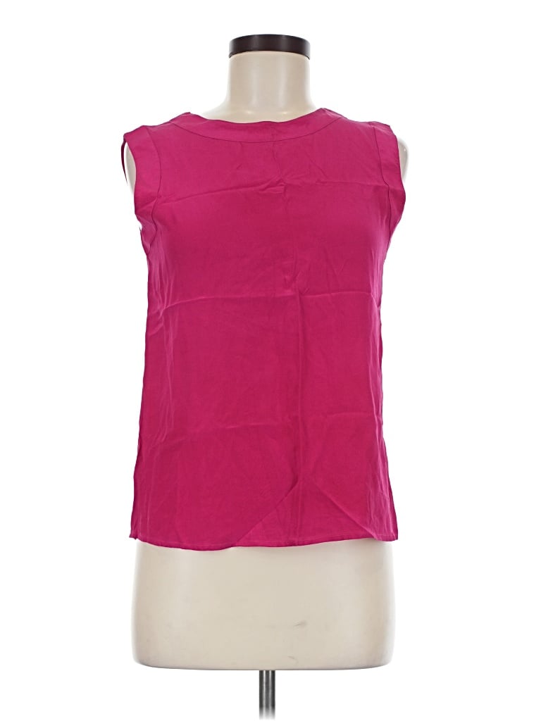 Pre-owned Sunny Leigh Sleeveless Silk Top Pink Boatneck Tops