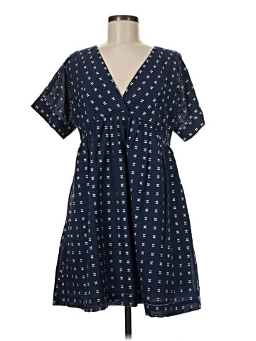 Madewell V-Neck Dolman-Sleeve Mini Dress in Textured Dot (view 1)