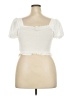 Torrid 100% Elastic Ivory Short Sleeve Top Size 2X Plus (2) - photo 2