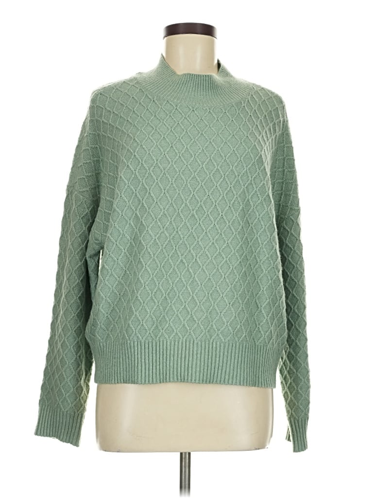 Pre-owned Fat Face Turtleneck Sweater In Green