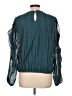 Calligraphie 100% Polyester Teal Long Sleeve Blouse Size L - photo 2
