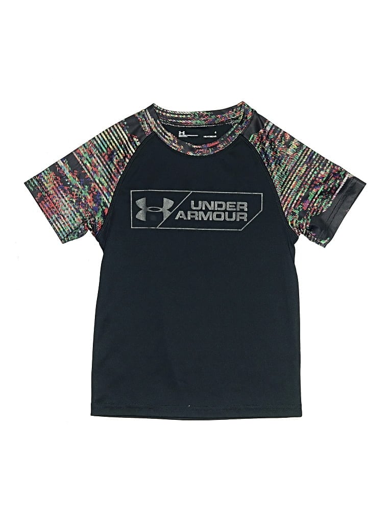 Pre-owned Under Armour Kids' Short Sleeve Top Black Crew Neck Tops