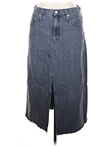 Madewell Rigid Denim A-Line Midi Skirt in Castlerock Wash (view 1)